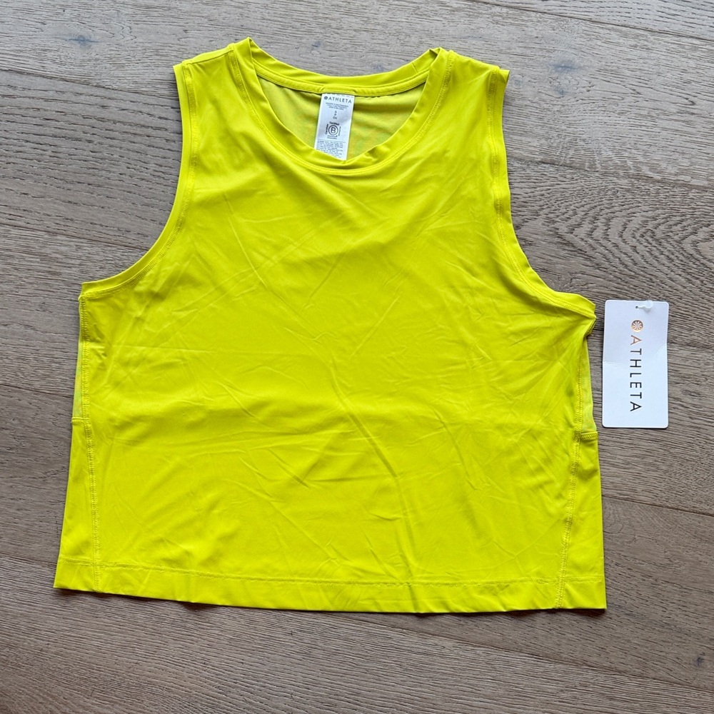 NWT Athleta 'Ultimate Muscle' Crop Mesh Tank Top 'Dark Fiber Optic' (Small) $49 - Picture 3 of 13